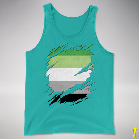 Aromantic Pride Flag Ripped Reveal Premium Tank Top - Teal
